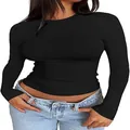 Gedetailleerde weergave van een zwart dames-shirt met lange mouwen en strakke fit - XS / Tops / Zwart