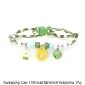 Handmade braided pet collar with cartoon avocado charm and green bell for cats and dogs - Avocado Pet Collar