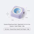 Ciotola per gatti rialzata viola inclinata con inserto in ceramica UFO salvacollo - Ciotola UFO Ragazza Pois Con Supporto / Ciotola Blu Con Supporto Viola