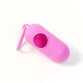 Distributore portatile di sacchetti per rifiuti rosa a forma di pillola con moschettone - Custodia Vuota / Rosa brillante