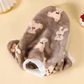 Soft brown flannel pet sweater with cute teddy bear pattern for small dogs and cats - XS (Back Length 20cm) / Brown