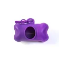 Portable purple bone-shaped dog waste bag dispenser with attachment clip for leash - Without Waste Bags / Purple