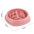 Pink pet slow feeder bowl for dogs and cats with anti-choke maze design, 21cm diameter - 21x21x4.5cm / Yarn Ball Style / Pink