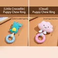 Plush dog squeaky toy with TPR chew ring in crocodile and cloud shapes - Set of 2 / Crocodile + Cloud