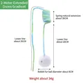 Hanging spring cat toy featuring a white plush rabbit fur ball and green gradient string - Gradient Green