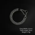 2.5mm stainless steel P-chain dog collar for large breeds 50cm length 175g weight - Triple Row Slip Chain / 2.5mmx50cm