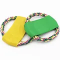 Colorful braided rope dog toy with yellow and green canvas for outdoor dog training - Small (13CM) / Random Color