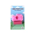 Pink bone-shaped dog poop bag dispenser set including two rolls of waste bags for pets - Bone Shaped Dispenser / Set of 30 / Rose Red
