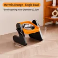 Adjustable height pet single bowl stand in orange with stainless steel bowl - Single Bowl / 2-Level Adjustment / Orange