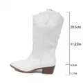 Witte western-cowboylaarzen met 28,5 cm schachthoogte en 4,5 cm blokhak details - 36 / Wit
