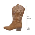 Bruine western cowboylaarzen met schachthoogte van 28 cm en blokhak van 4,5 cm - 36 / Tan