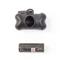 Professional black bone-shaped dog waste bag dispenser including one roll of bags - With Garbage Bags / Black