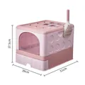 Foldable enclosed cat litter box with dimensions 51x39x37.5cm and drawer design - Home Style Foldable / Individual Boxed With Scoop / Pink