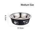 Durable non-slip medium size black stainless steel pet food bowl with 17.5cm diameter - M / Black