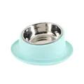 Cuenco inclinado de acero inoxidable para perros y gatos con diseño ergonómico de cuello. - Blue And Stainless Steel