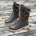 Bottes cavalières d'hiver gris foncé avec lacets décoratifs et zip - 35 / Gris