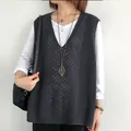 Gilet in maglia retrò oversize da donna con scollo a V in grigio scuro - Taglia unica / Top / Grigio scuro