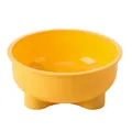 Vibrant yellow footed pet bowl for cats and dogs with easy-clean surface design - Single Plastic Bowl Only / Yellow