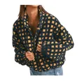 Cozy blue and yellow checkered lamb wool fleece jacket for women with high neck zip up - S / Tops / Cyan Yellow Plaid
