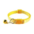 Detailed view of the yellow cat collar featuring cat head buckle and golden bell - Cat Head Buckle Style / Yellow