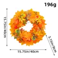 15.75 inch autumn maple leaf and pumpkin wreath for harvest festival home decor - Full Maple Leaf Pumpkin Wreath / 1 Piece