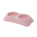 Durable pink plastic double pet bowl for dogs and cats feeding - S / Pink