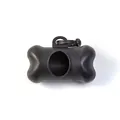 Portable black bone-shaped dog waste bag dispenser with attachment clip for pet leashes - Without Waste Bags / Black
