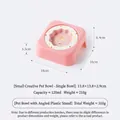 Gamelle surélevée inclinée en céramique rose pour chat avec motif dessin animé - Petit bol festonné fille à pois [Rose] + support de bol incliné [Rose]