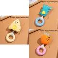 Squeaky plush dog chew toy with TPR ring featuring cheese crocodile and carrot designs - 3-Pack / Cheese + Crocodile + Carrot