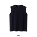 Débardeur sans manches décontracté en coton peigné 260g pour hommes de couleur noir uni - S / Hauts / Noir