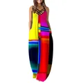 Vibrant geometric print sleeveless maxi dress with black criss-cross strap neckline - Multi-color Geometric Print (03)