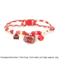 Red braided cartoon pet collar with bell and cat pendant for cats and dogs - Flower Cat Pet Collar
