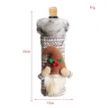 Funda de botella de vino gnomo de Navidad tejida con piel sintética, 33x13cm - Raya caqui
