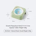 Ciotola per gatti in ceramica UFO verde con supporto inclinato, dimensioni e peso dettagliati - Ciotola UFO Ragazza Pois Con Supporto / Verde