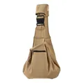 Adjustable pet sling carrier in durable khaki fabric for small dogs and cats travel use - Buckle Model with Shoulder Pad and Base Plate / 80x65x30cm / Khaki