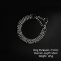 Silver stainless steel multi-strand P-chain dog collar, 2.5mm thickness, 55cm length - Triple Row Slip Chain / 2.5mmx55cm