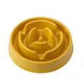 Yellow plastic slow feeder pet bowl for dogs and cats with an anti-choke maze design - Yellow