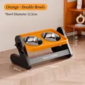 Adjustable elevated pet double bowl with stainless steel inserts in vibrant orange - Double Bowl / 2-Level Adjustment / Orange