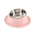 Cuenco ergonómico inclinado de acero inoxidable para mascotas con base rosa antiderrames - Pink And Stainless Steel