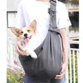 Grey breathable pet sling carrier bag for dogs and cats with wide shoulder strap - 65x30x80cm / Dark Gray