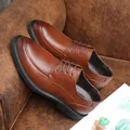 Premium klassische braune Leder-Schnürschuhe für Herren mit dicken Sohlen im Business-Stil - 37 / Braun (1cm Höhensteigernd)