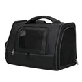 Portable black foldable pet carrier bag with mesh windows for cats and small dogs - 50x32.5x33cm / Black