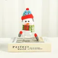 Christmas snowman candy jar with transparent bowl and festive knit scarf - Penguin Style (U1-11)