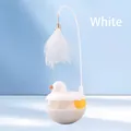 Interactive tumbler cat toy with white feather wand and bell in minimalist white design - Teaser Wand With Track Ball / White Duck