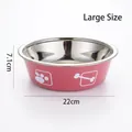 Large red stainless steel pet bowl with 22cm diameter and 7.1cm height - L / Blue