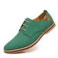 Stylish green suede men's casual lace-up shoes with brown accents and comfortable sole - 38 / Green