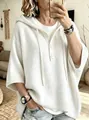 Pull à capuche en maille blanche pour femme avec demi-boutonnage et coupe oversize - S / Hauts / Blanc