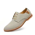 Professional casual gray suede men's derby shoes featuring stylish brown lace-up details - 38 / Gray