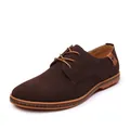 Premium dark brown suede men's lace-up casual shoes featuring a durable layered rubber sole - 38 / Brown