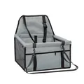 Portable gray waterproof pet car booster seat with breathable mesh sides for dogs and cats - Gray